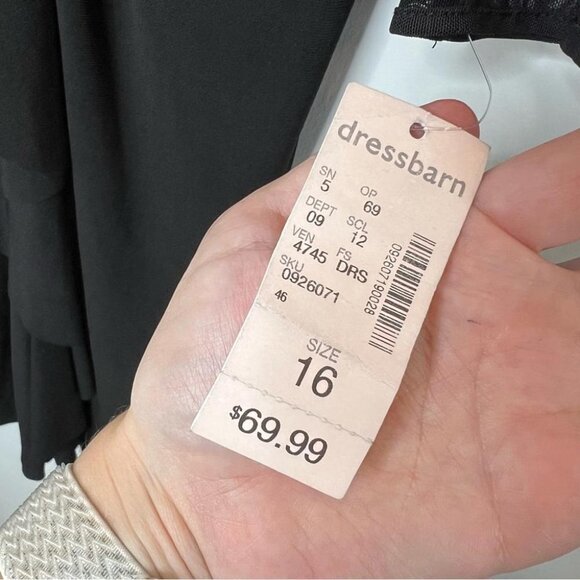 Jones Studio Womens Size 16 Black Mesh Chest Sheath Dress NEW Rosette 3/4 Sleeve - Picture 9 of 11